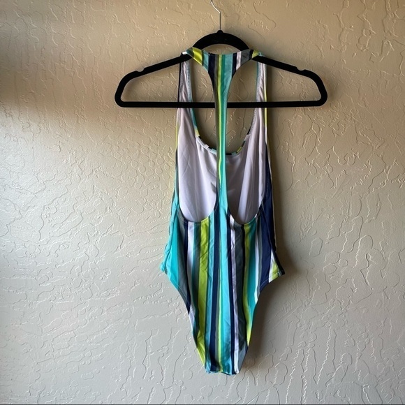 Aerie Green and Blue Stripe One Piece Swim Suit - Picture 3 of 6